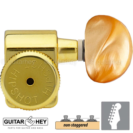 NEW Hipshot Non-Stag Tuners Kit Fender® Directrofit™ LOCKING Moon Amber - GOLD