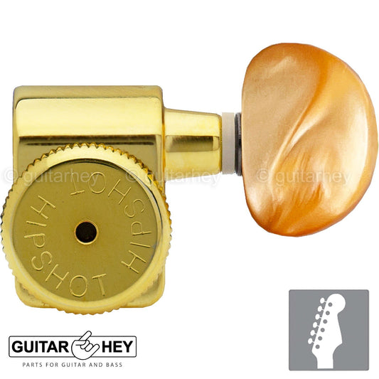 NEW Hipshot STAGGERED Tuners Kit Fender® Directrofit™ LOCKING Moon Amber - GOLD