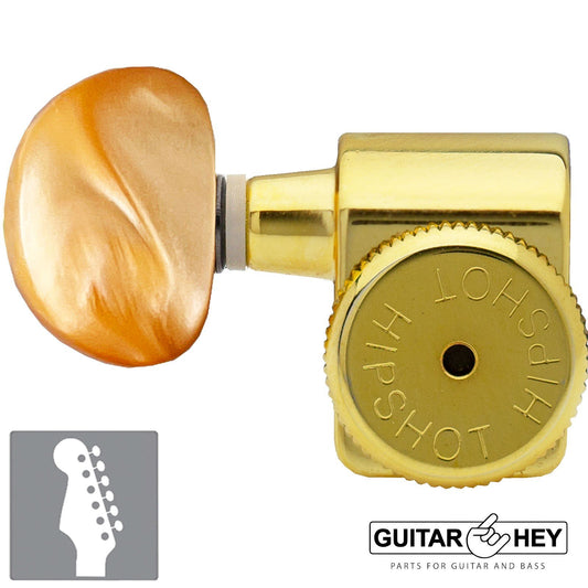 NEW Hipshot STAGGERED Moon AMBER Kit Fender® Directrofit™ LOCKING LEFTY - GOLD