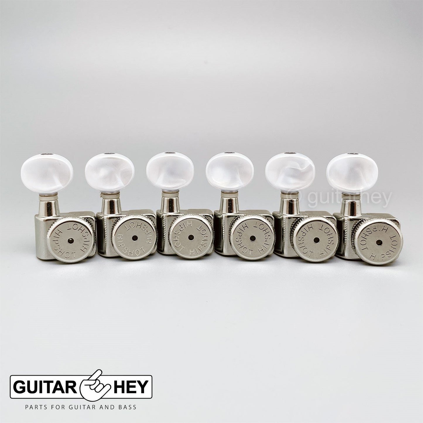 Hipshot Tuners Fender Directrofit LOCKING Non-Staggered OVAL PEARL Button NICKEL