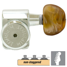 Load image into Gallery viewer, Hipshot Tuners Fender® Directrofit LOCKING Non-Staggered AMBER Buttons - NICKEL