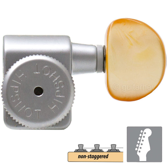 NEW Hipshot Non-Stag Tuners Fender® Directrofit™ LOCKING Amber Buttons - SATIN