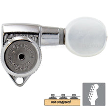 Load image into Gallery viewer, NEW Hipshot Grip-Lock Non-Staggered LOCKING TUNERS 6 In Line PEARLOID - CHROME