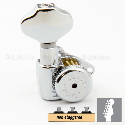 NEW Hipshot Grip-Lock Non-Staggered LOCKING TUNERS 6 In Line D08 - CHROME