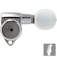 Load image into Gallery viewer, NEW Hipshot Grip-Lock STAGGERED Locking Tuning Keys 6 In Line PEARLOID - CHROME