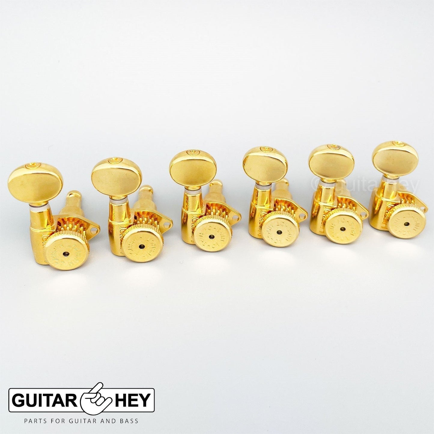 NEW Hipshot 6 in Line Grip-Locking Non-Staggered Open-Gear OVAL Buttons - GOLD