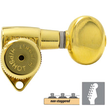 Load image into Gallery viewer, NEW Hipshot 6 in Line Grip-Locking Non-Staggered Open-Gear OVAL Buttons - GOLD