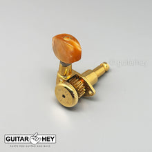 Load image into Gallery viewer, NEW Hipshot Grip-Lock STAGGERED LOCKING TUNERS 6 In Line AMBER Hex Keys - GOLD