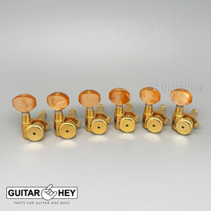 NEW Hipshot Grip-Lock NON-STAG Locking Tuners 6 In Line AMBER Hex Keys - GOLD