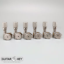 Load image into Gallery viewer, NEW Hipshot LOCKING Tuners 6 in line STAGGERED w/ KNURLED Buttons - NICKEL