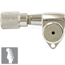 Load image into Gallery viewer, Hipshot LOCKING Tuners 6 in line STAGGERED Knurled Buttons LEFT-HANDED - NICKEL