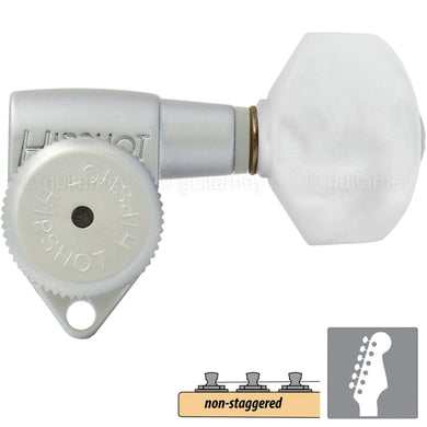 NEW Hipshot Open-Gear 6 in line LOCKING Non-Staggered w/ PEARLOID Buttons SATIN