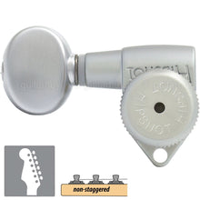 Load image into Gallery viewer, Hipshot LOCKING Tuners 6 in line Non-Staggered w/ OVAL Buttons LEFT-Handed SATIN