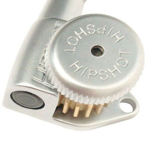 Hipshot LOCKING Tuners 6 in line STAGGERED w/ KNURLED Buttons LEFT-Handed SATIN