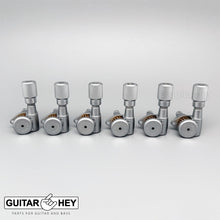 Load image into Gallery viewer, Hipshot LOCKING Tuners 6 in line Non-Staggered KNURLED Buttons LEFT-Handed SATIN