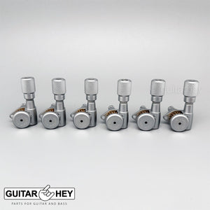 Hipshot LOCKING Tuners 6 in line Non-Staggered KNURLED Buttons LEFT-Handed SATIN