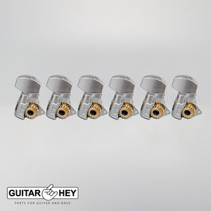 NEW Hipshot 6 in Line Classic Tuners Non-Staggered SMALL Buttons - CHROME