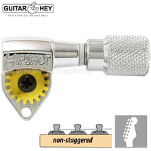 Load image into Gallery viewer, NEW Hipshot 6 in Line Non-Staggered Classic Tuners w/ KNURLED Buttons - CHROME