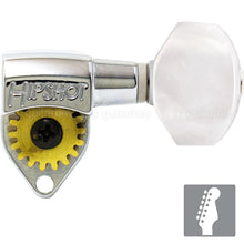 Load image into Gallery viewer, NEW Hipshot 6 in Line STAGGERED Classic PEARLOID Buttons w/ Plates - CHROME