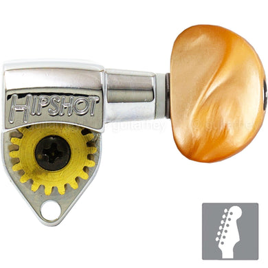 NEW Hipshot 6 in Line STAGGERED Classic SMALL AMBER Buttons UMP Plates - CHROME