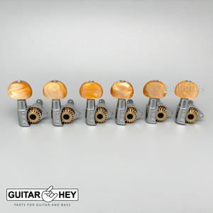 NEW Hipshot 6 in Line STAGGERED Classic SMALL AMBER Buttons UMP Plates - CHROME
