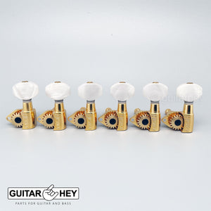 NEW Hipshot Classic 6 in line Non-Staggered Tuners HEX Pearl LEFT HANDED - GOLD