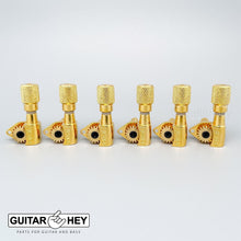 Load image into Gallery viewer, NEW Hipshot Classic 6 in line Non-Staggered Tuners, Knurled, LEFT HANDED - GOLD