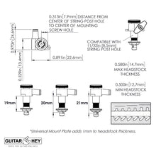 Load image into Gallery viewer, NEW Hipshot VINTAGE 6-in-Line Staggered Locking Tuners LEFT-HANDED - NICKEL