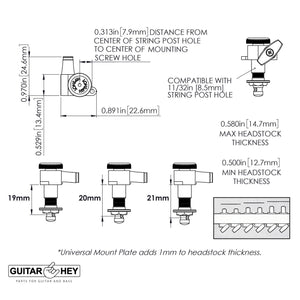 NEW Hipshot VINTAGE 6-in-Line Staggered Locking Tuners LEFT-HANDED - NICKEL