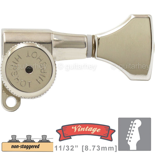 NEW Hipshot VINTAGE 6-in-Line Locking Tuners w/ HS Buttons 21/64" ID - NICKEL