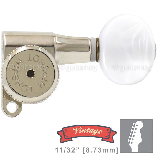 NEW Hipshot VINTAGE 6-in-Line Stag Locking Tuners BTRP Buttons 21/64" ID, NICKEL