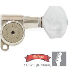 Load image into Gallery viewer, NEW Hipshot VINTAGE 6-in-Line Stag Locking Tuners HEXP Buttons 21/64&quot; ID, NICKEL