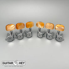 Load image into Gallery viewer, NEW Hipshot Tuners Schaller Mini M6 Style w/ AMBER Buttons A01 Set 3x3 - CHROME