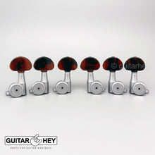 Load image into Gallery viewer, NEW Hipshot Mini LOCKING Tuners SET w/ LARGE TORTOISE Buttons 3x3 - SATIN CHROME