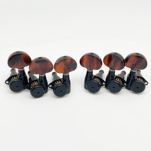 NEW Hipshot Grip-Lock LOCKING TUNERS w/ TORTOISE LARGE Buttons 3x3 Set - BLACK