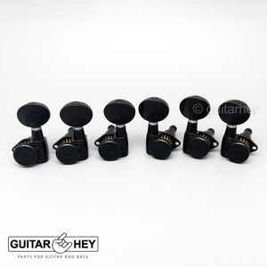 NEW Hipshot Grip-Lock Open-Gear TUNERS w/ Large Oval Buttons D10 Set 3x3 - BLACK