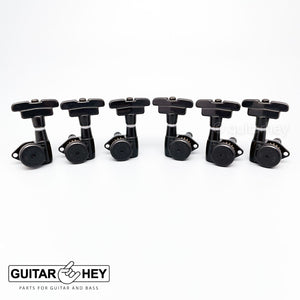 NEW Hipshot Grip-Lock Open-Gear TUNERS w/ Imperial Buttons D03 Set 3x3 - BLACK