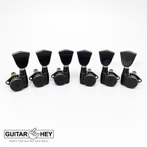 NEW Hipshot Grip-Lock Open-Gear TUNERS w/ Keystone Buttons D04 Set 3x3 - BLACK