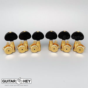 NEW Hipshot Grip-Lock Open Gear LOCKING Tuners LARGE EBONY Button 3x3 Set - G0LD