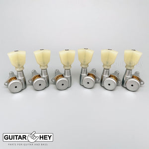 NEW Hipshot Grip-Lock Open-Gear LOCKING Tuners w/ KEYSTONE Buttons 3x3 - SATIN