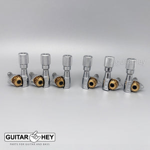 NEW Hipshot Classic Open-Gear Tuners KNURLED Buttons w/ UMP Plates 3x3 - CHROME