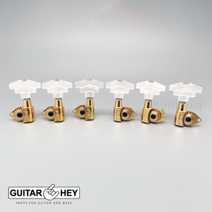 NEW Hipshot CLASSIC OPEN-GEAR Tuners L3+R3 Set IMPERIAL PEARL Buttons 3x3 - GOLD