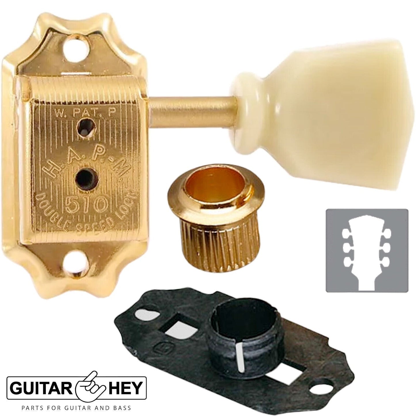 NEW Gotoh SD510-SL HAPM LOCKING Tuners Set L3+R3 Adjustable Height 3x3 - GOLD