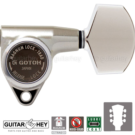 NEW Gotoh SG301-01 MGT Magnum Locking Trad Set LARGE Buttons Keys 3x3 - NICKEL