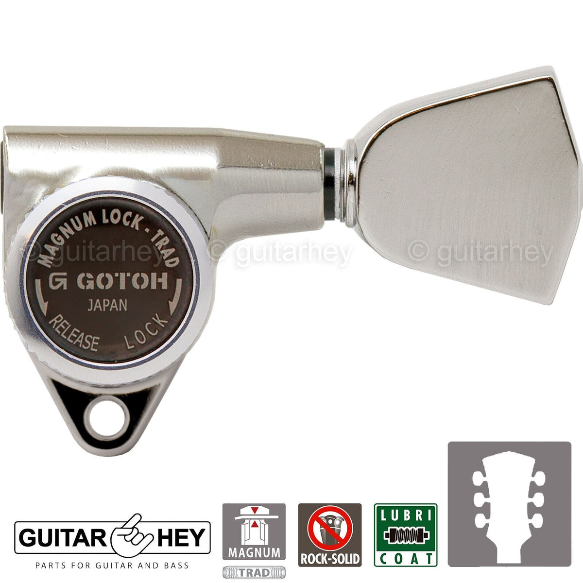 NEW Gotoh SG301-04 MGT Magnum Locking Trad Set LARGE Buttons Keys 3x3 - NICKEL