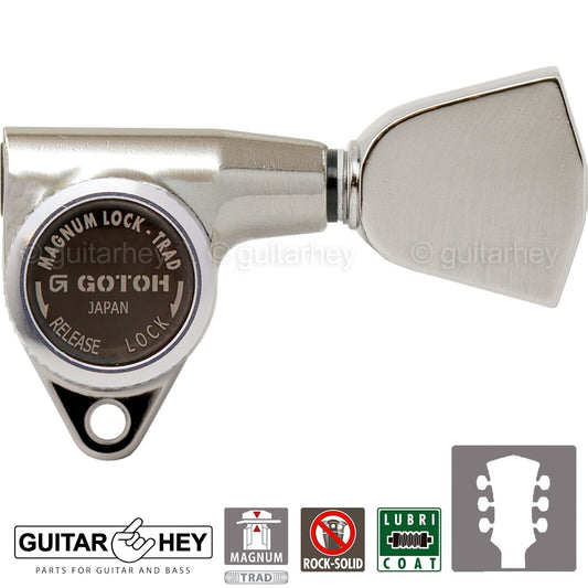 NEW Gotoh SG301-04 MGT Magnum Locking Trad Set LARGE Buttons Keys 3x3 - NICKEL