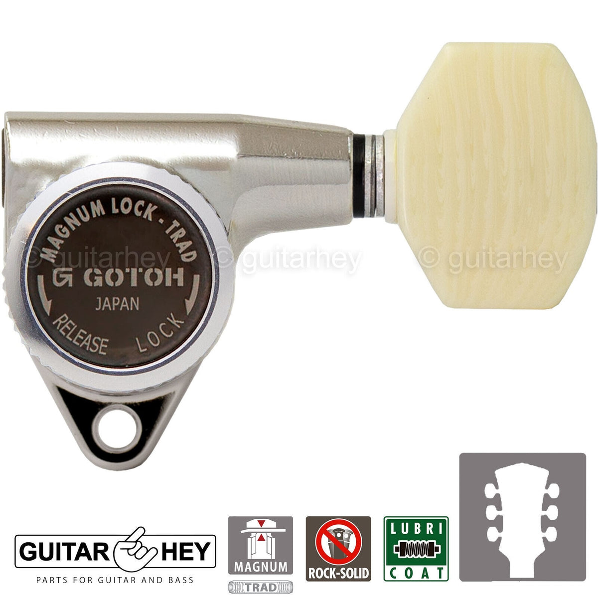 NEW Gotoh SG301-M07 MGT Magnum Locking Tuners Set SMALL Buttons 3x3 - NICKEL