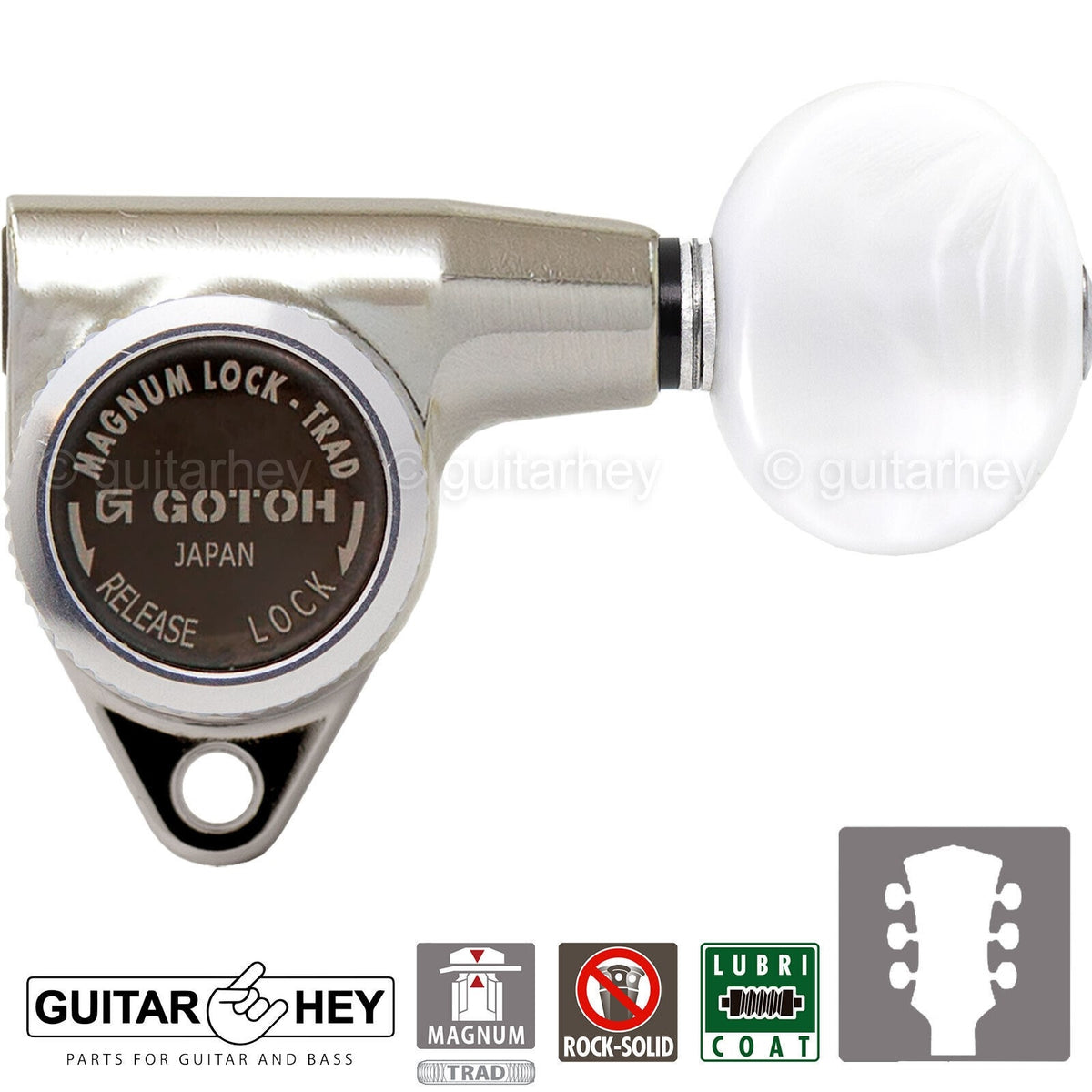 NEW Gotoh SG301-05P1 MGT Magnum Locking Tuners Set OVAL Buttons 3x3 - NICKEL