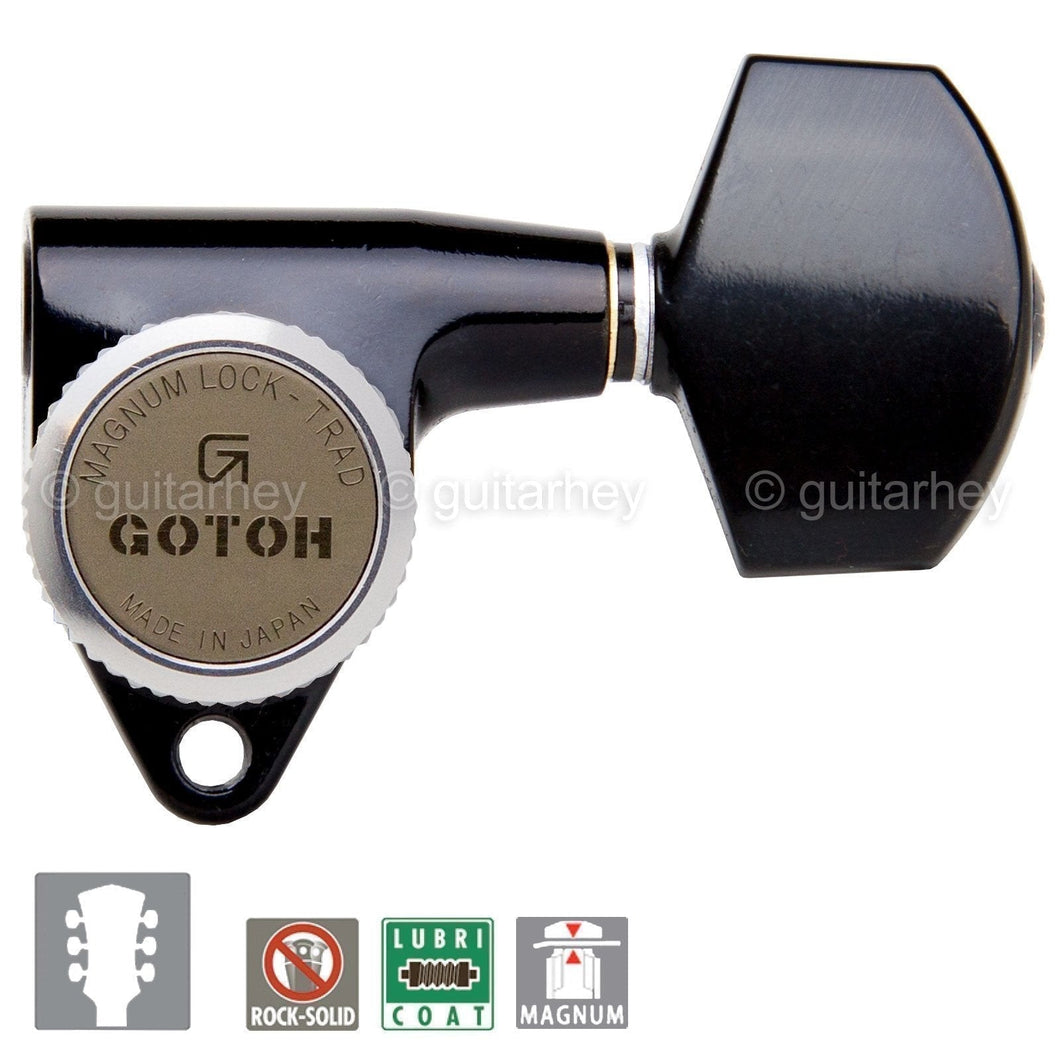 Gotoh SG301-01 MGT Magnum Locking Trad Tuners Pegs Tuning Keys Set 3x3 - BLACK