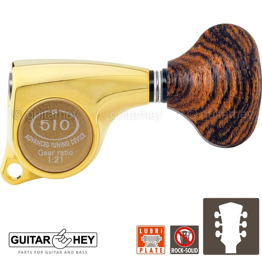 NEW Gotoh SGL510Z-RL5 L3+R3 Set Premium Tuners 1:21 Gear Ratio, 3x3 - GOLD